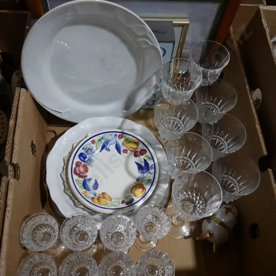 Glassware, China and pictures in frames