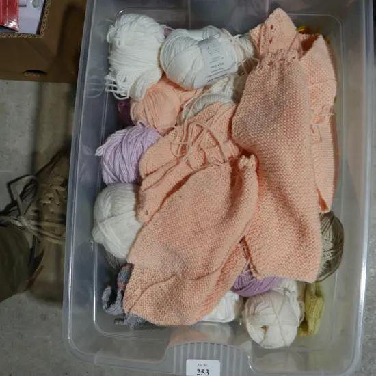 Box of wool etc