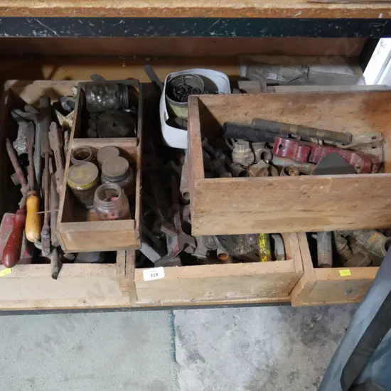 Five boxes of assorted tools