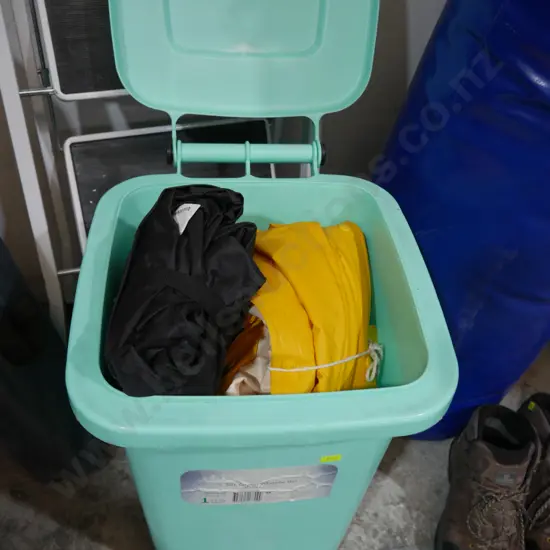 Small wheelie bin with wet weather gear