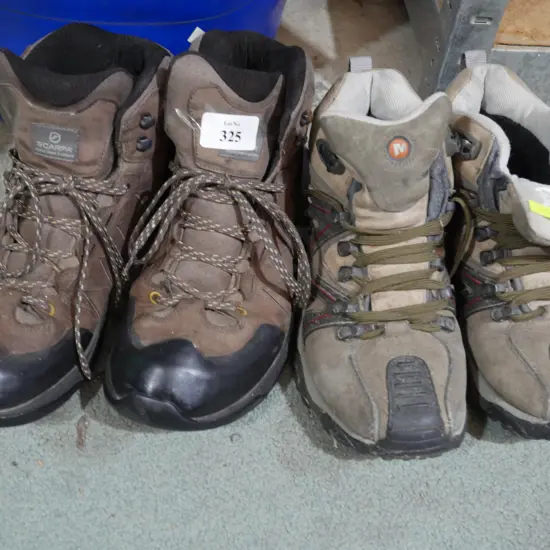 Two pairs of tramping boots