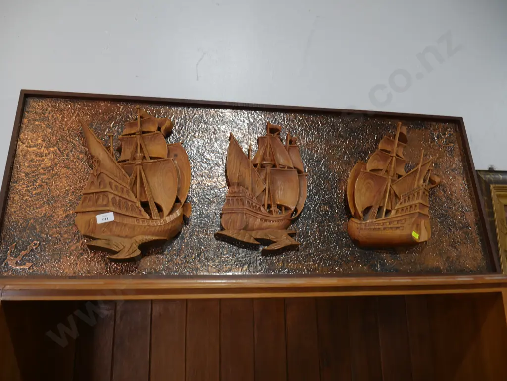 Carved ships wall hanging Image 1++