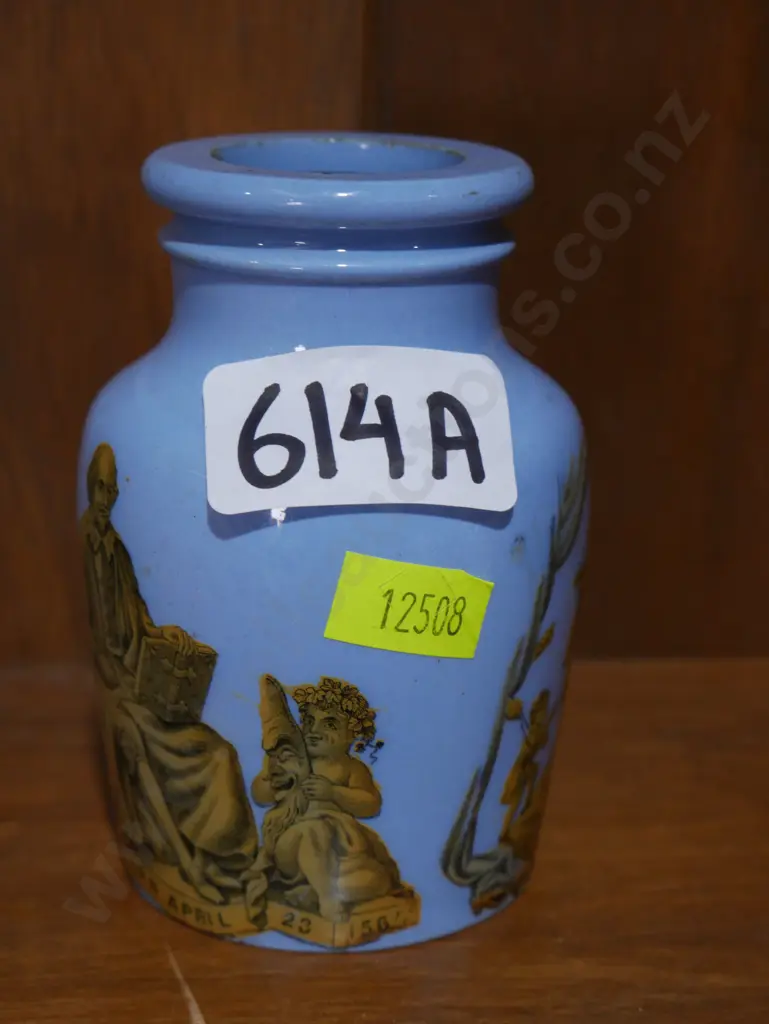 1850s Prattware pot, Shakespeare The world's a stage Image 1++