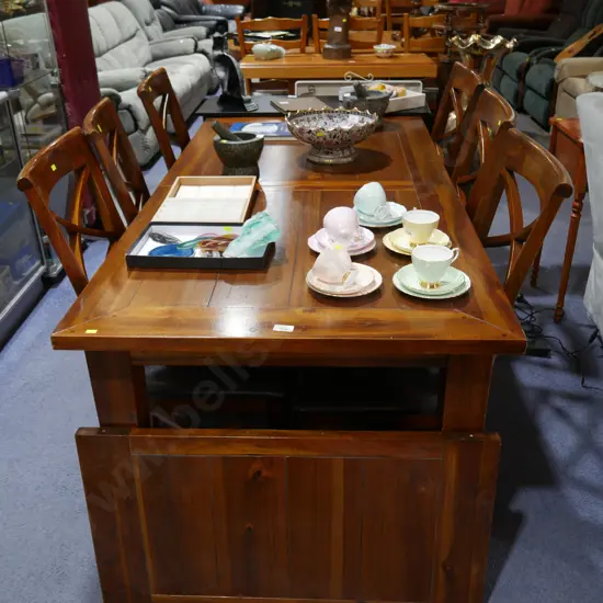 Extendable dining table and six chairs
