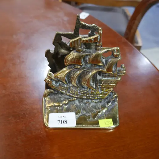 Brass ship book ends
