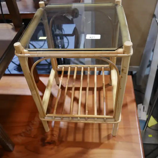 Cane glass top side table