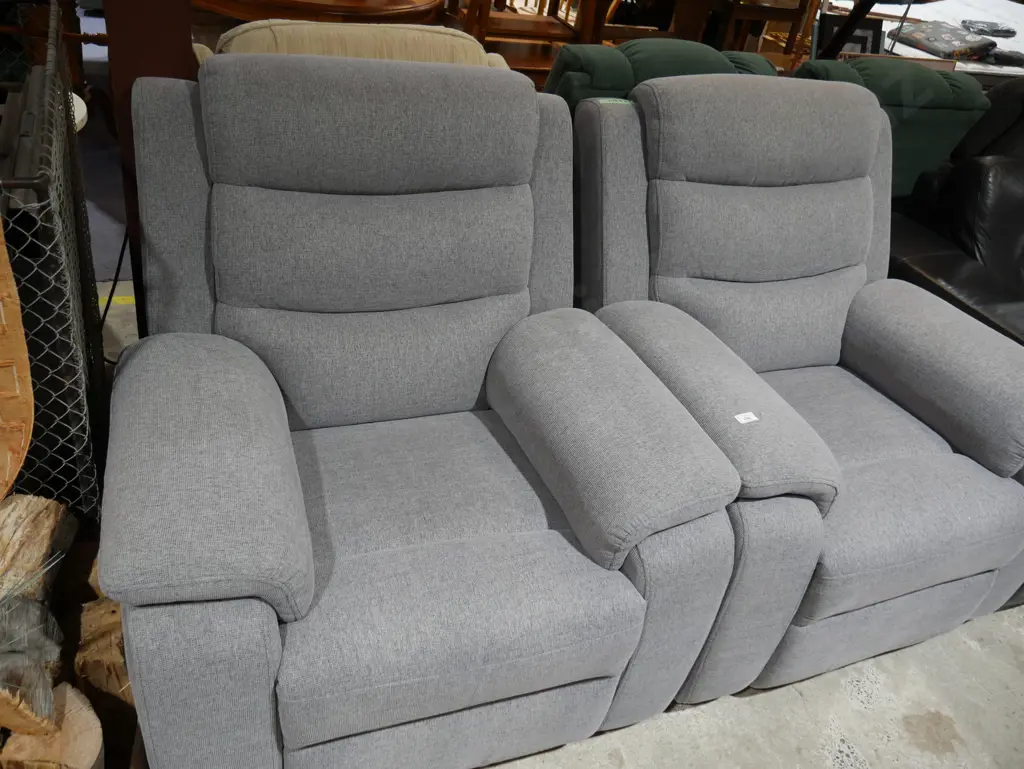 2 grey lazy boy chairs Image 1++