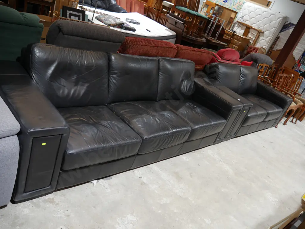 Two black leather couches Image 1++