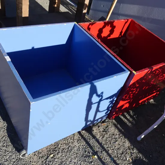 Wooden storage boxes on wheels