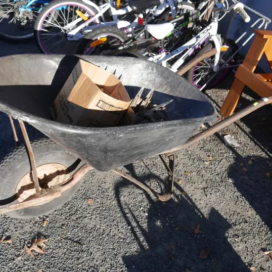 Wheelbarrow, lights etc