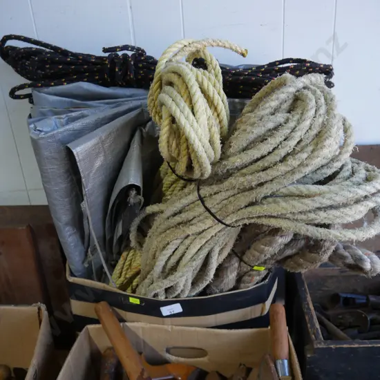 Assorted rope and tarpaulin