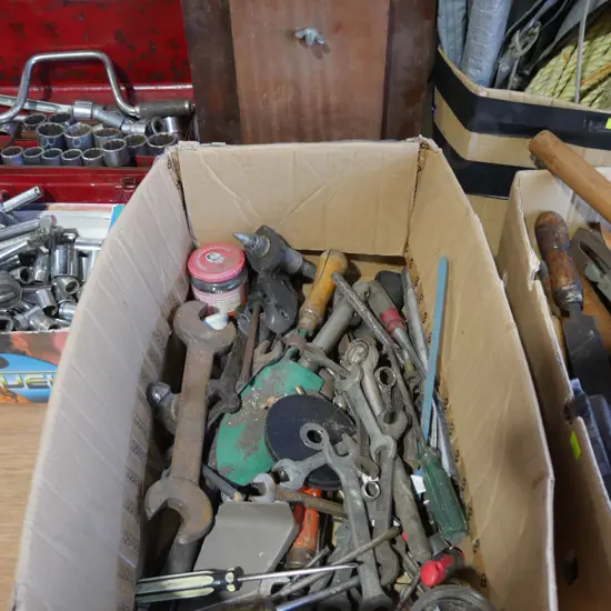 Assorted tools and flower press