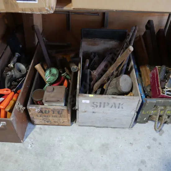 Four boxes of assorted tools etc