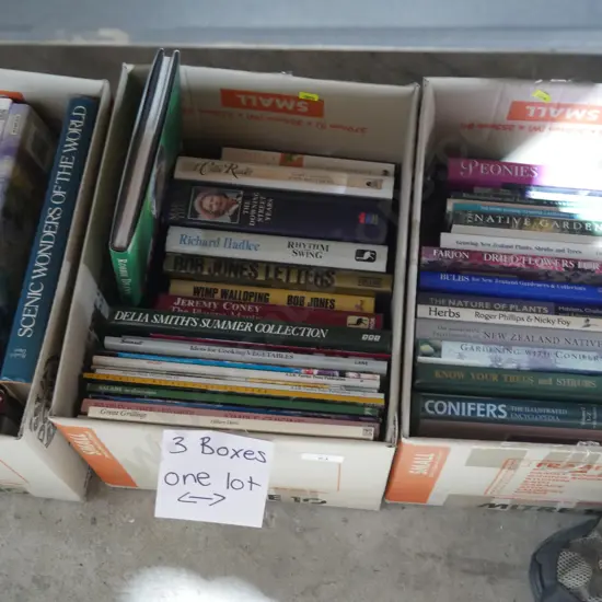 Three boxes of books