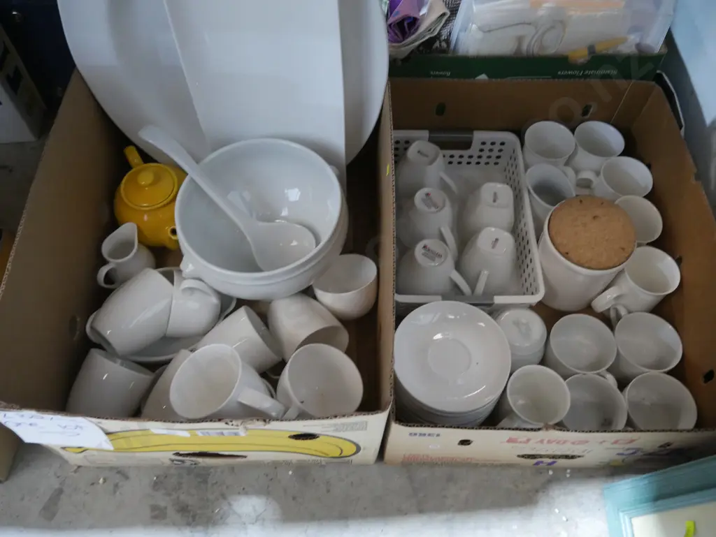 Two boxes of white dinnerware Image 1++