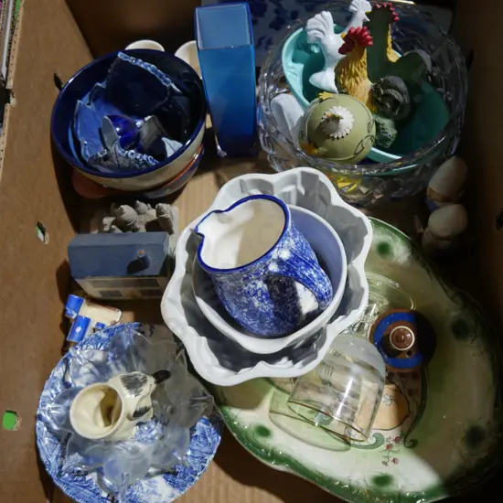 Decorative ceramics, glassware etc