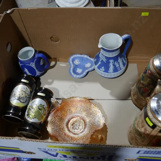 Wedgewood, carnival glass etc