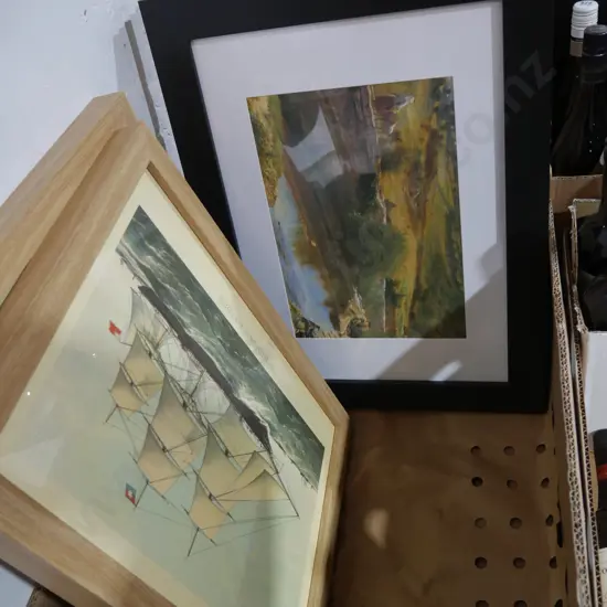 Box of framed prints