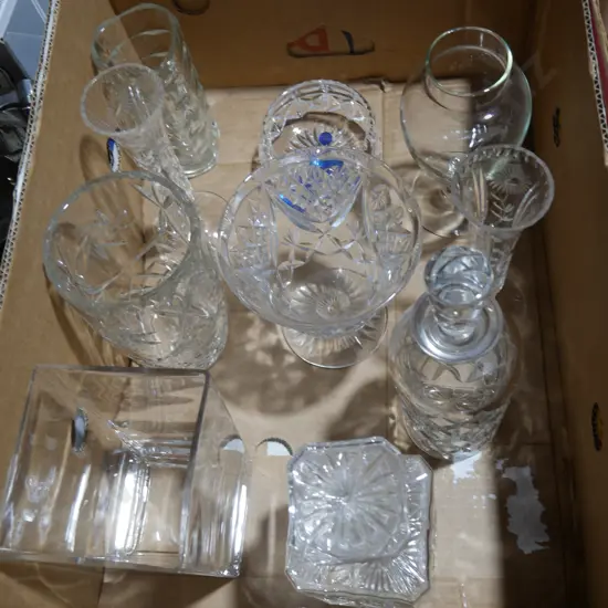 Crystal decanters, vases etc