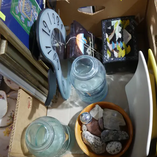 Clock, framed Prints etc