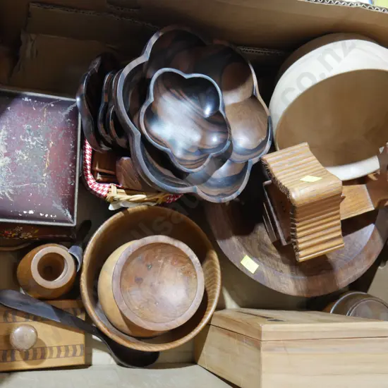 Wooden boxes etc