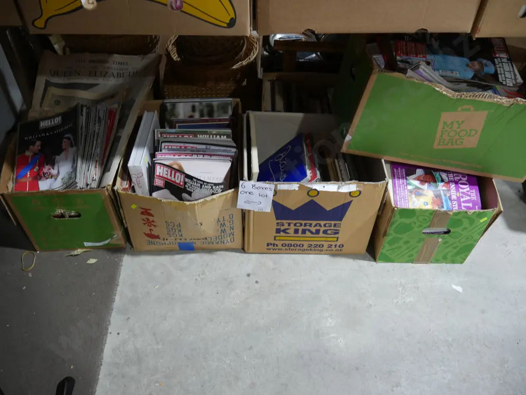 Six boxes of royalty books and magazines Image 1++