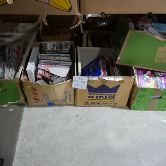 Six boxes of royalty books and magazines