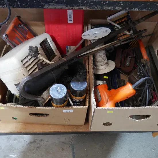 Two boxes of garage sundries