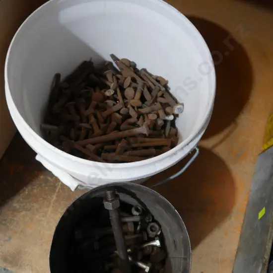 Two buckets of bolts etc