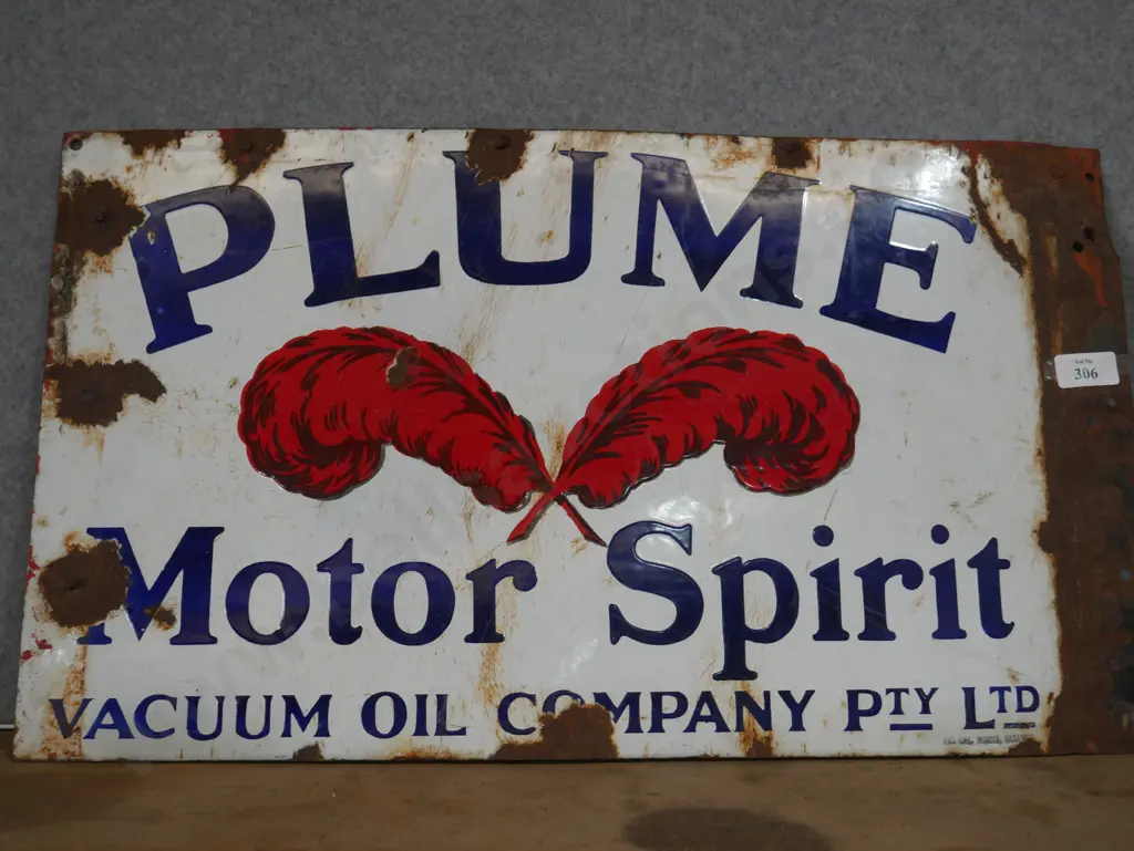 Plume motor spirit oil tin sign Image 1++