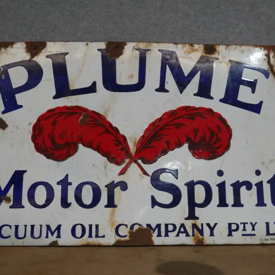 Plume motor spirit oil tin sign