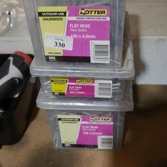 Three containers of nails