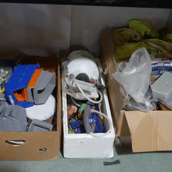 Three boxes of workshop sundries
