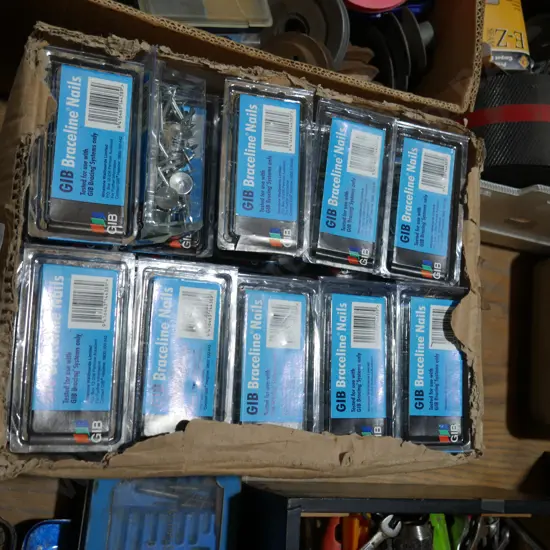 Assorted boxes of jib braceline nails