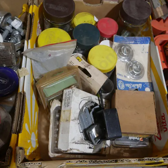 Box of brackets, nails etc