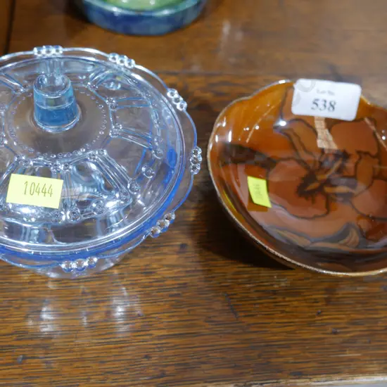 Glass lidded bowl etc