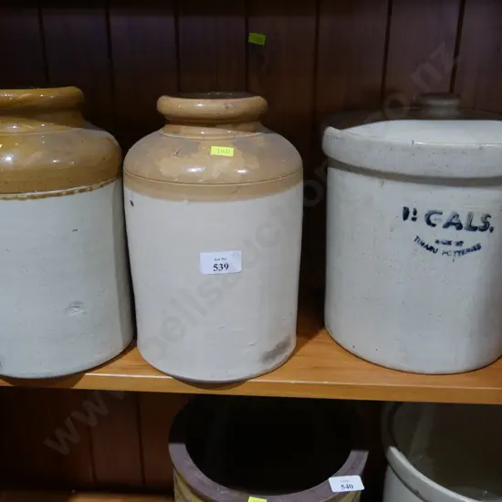 2 stone jars etc