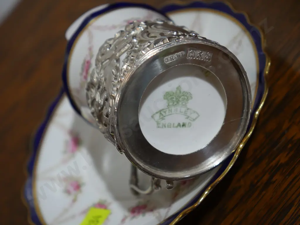 Ainsley cup and saucer with Sterlng silver holder Image 1++