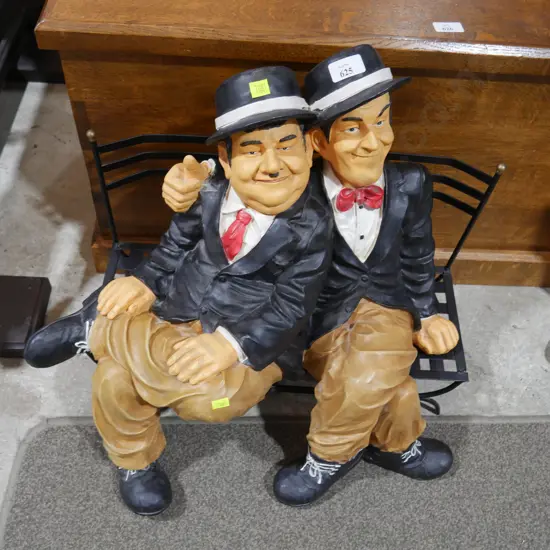 Laurel Hardy on a bench