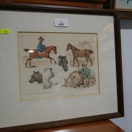 Framed horse and hound picture