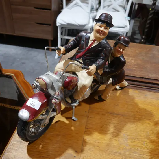 Laurel and Hardy on a motorcycle ornament