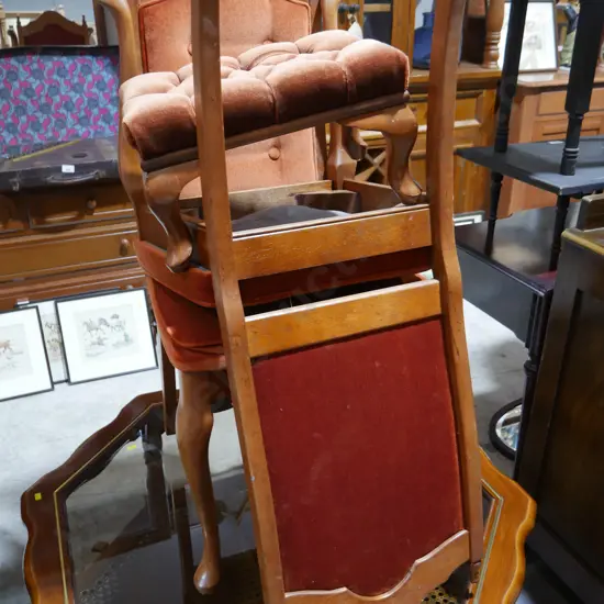 Two dining chairs and footstool