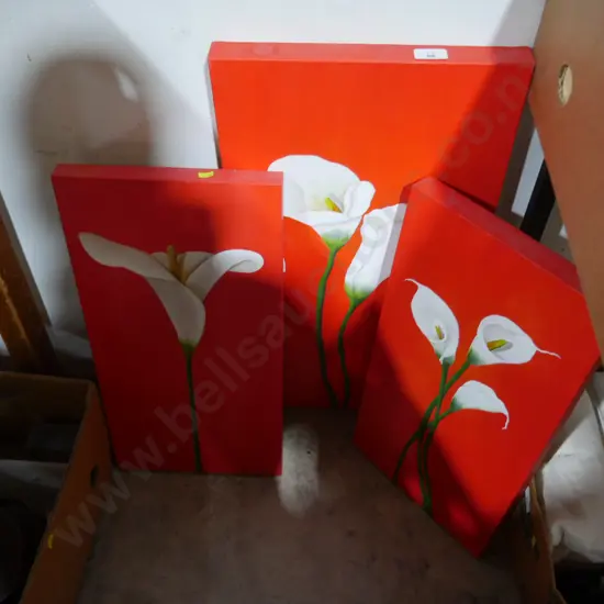 Three flower paintings