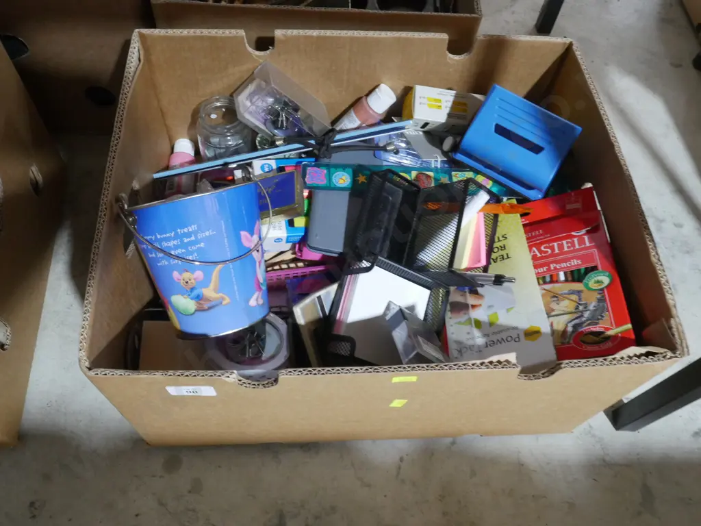 Two boxes of CDs, stationery etc Image 1++