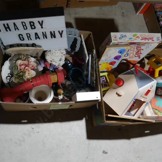 Two boxes of toys etc