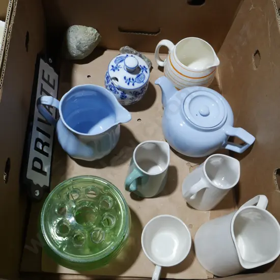 Jugs, teapot etc
