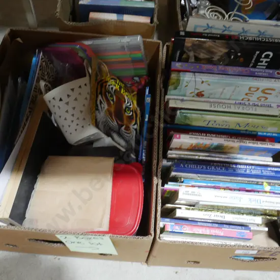 2 boxes of books, craft sundries