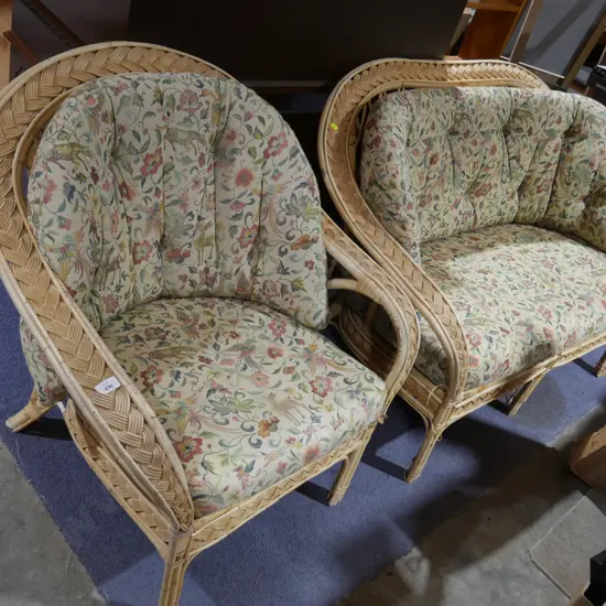 2 piece cane lounge suite