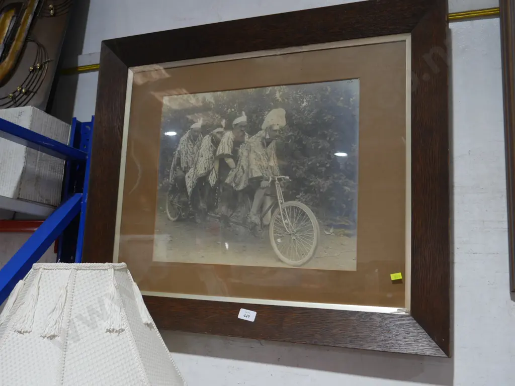 Early photo of Maori on quad tandem bike Image 1++