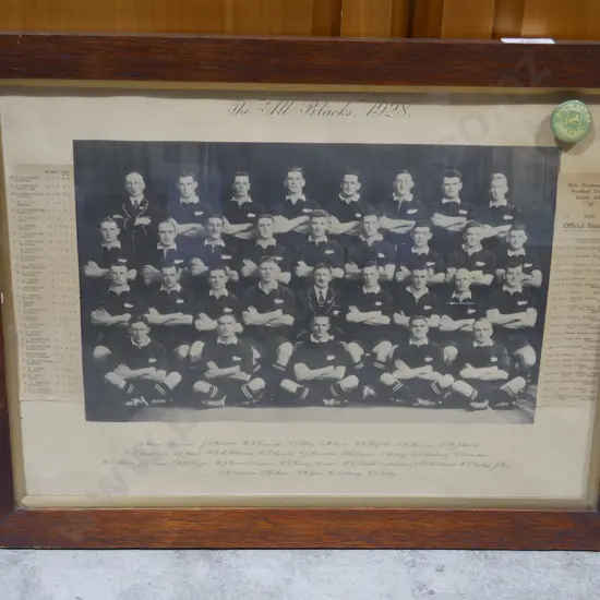 Framed All Black team photo, 1928